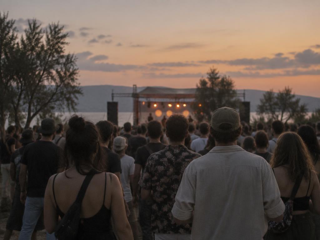 Public d'un festival électronique sous les lasers
